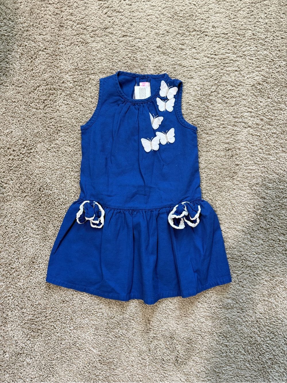 Blue Girls Butterfly Appliqué Dress goodlad 100% cotton